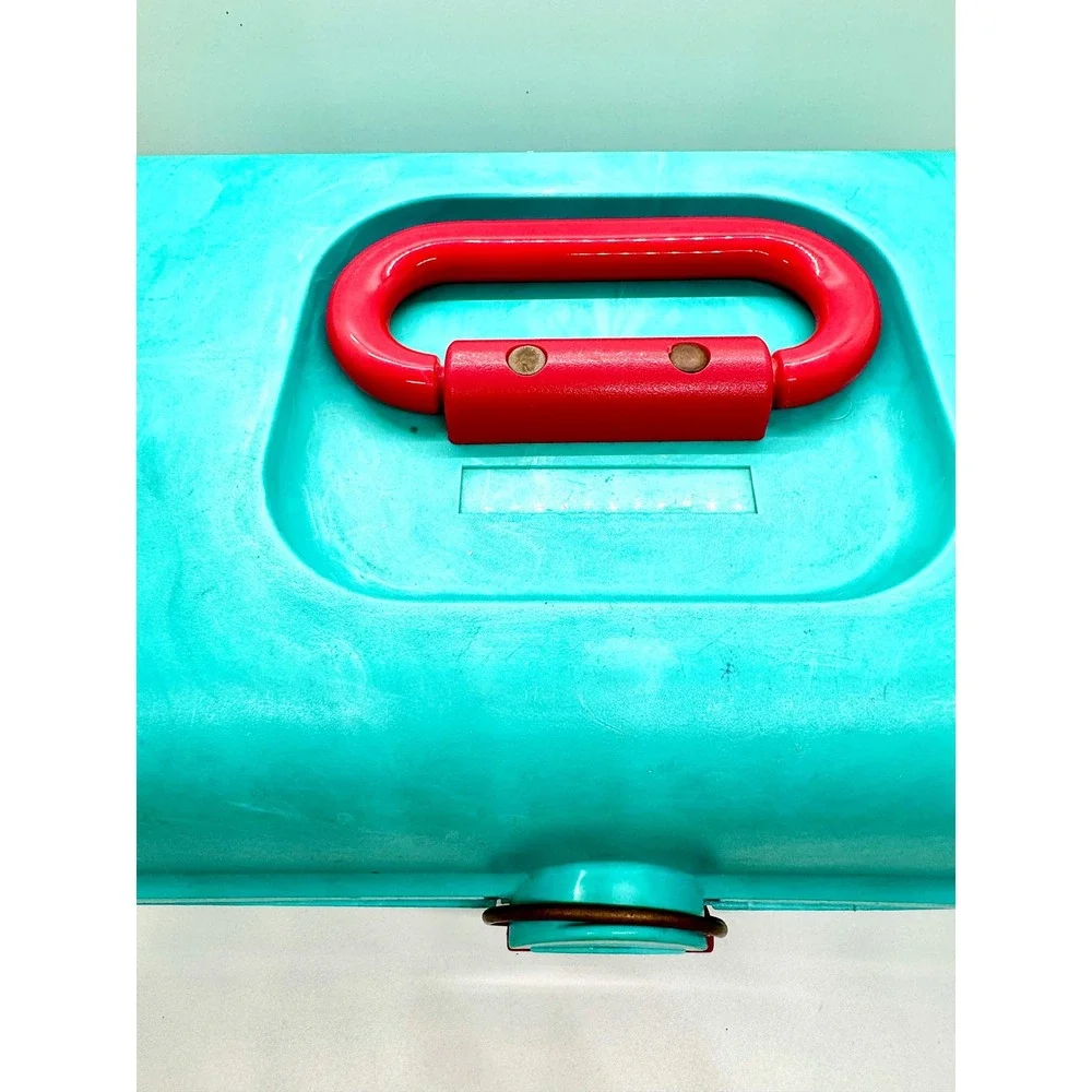 Vintage Caboodles Makeup Case 90s Retro Teal Pink Model 2602 Beauty Organizer